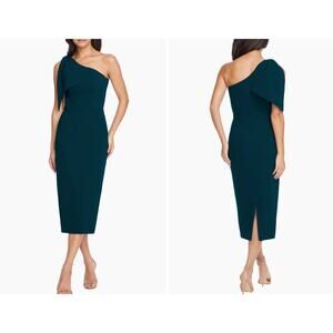 Dress The Population Tiffany One-Shoulder Midi Dress Size XXL Pine Wedding Guest